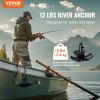 VEVOR River Anchor, 12 LBS Boat Anchor Cast Iron Black Vinyl-Coated with Shackle, Marine Grade Mushroom Anchor for Boats Up To 10 ft