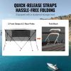 VEVOR 4 Bow Bimini Top Boat Cover, Detachable Mesh Sidewalls, 600D Polyester Canopy with 1" Aluminum Alloy Frame, Includes Storage Boot, 2 Straps