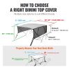 VEVOR 4 Bow Bimini Top Boat Cover, Detachable Mesh Sidewalls, 600D Polyester Canopy with 1" Aluminum Alloy Frame, Includes Storage Boot, 2 Straps
