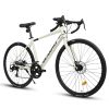 A28320RS 700C Road Bike, 16-Speed Outdoor Bike Disc Brakes, Light Weight Aluminum Frame ,Racing Bike City Commuting Road Bicycle M Size for Men Women