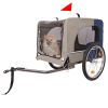 Tangkula Dog Bike Trailer, Breathable Mesh Dog Cart with 3 Entrances, Safety Flag, 8 Reflectors, Folding Pet Carrier Wagon with 20 Inch Wheels