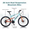 26 inch Mountain Bike 21-Speed Dual Suspension Aluminum Alloy Frame For Men and Women's Bike