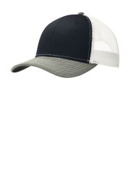 Port Authority Snapback Trucker Cap C112 (Color: Rich Navy/ Heather Grey/ White, size: OSFA)
