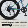 24 Inch Fat Tire Bike Adult/Youth Full Shimano 7 Speeds Mountain Bike, Dual Disc Brake, High-Carbon Steel Frame, Front Suspension, Mountain Trail Bike