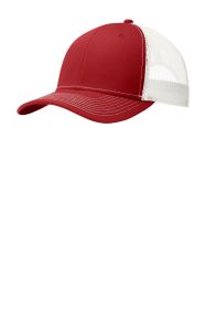 Port Authority Snapback Trucker Cap C112 (Color: Flame Red/ White, size: OSFA)