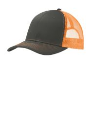 Port Authority Snapback Trucker Cap C112 (Color: Grey Steel/ Neon Orange, size: OSFA)