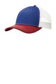 Port Authority Snapback Trucker Cap C112 (Color: Patriot Blue/ Flame Red/ White, size: OSFA)
