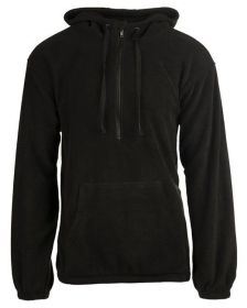 Burnside B3600 Mens' Polar Fleece Quarter-Zip Pullover (Color: Black, size: XL)