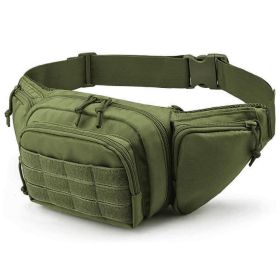 Tactical Fanny Pack For Men Concealed Carry Bag Military Waist Bag Traveling Waist Pouch with Adjustable Strap Quick Release for Camping Hiking (Color: Army green)