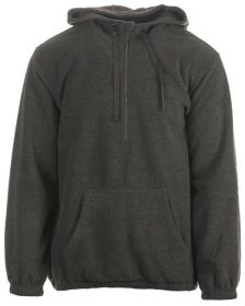Burnside B3600 Mens' Polar Fleece Quarter-Zip Pullover (Color: HTHER CHARCOAL, size: M)
