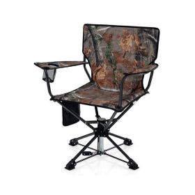 360�� Swivel Portable Foldable Hunting Chair with Storage Pockets (Color: Camouflage, Type: Camping Chairs)