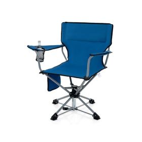 360�� Swivel Portable Foldable Hunting Chair with Storage Pockets (Color: Blue, Type: Camping Chairs)