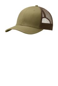 Port Authority Snapback Trucker Cap C112 (Color: True Khaki/ Coffee, size: OSFA)