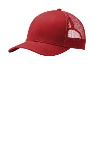 Port Authority Snapback Trucker Cap C112 (Color: Flame Red, size: OSFA)