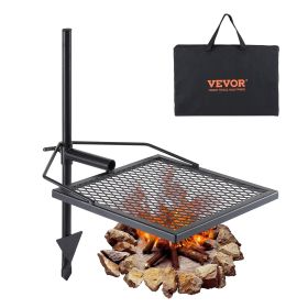 VEVOR Swivel Campfire Grill, Fire Pit Grill Grate over Fire Pits, Heavy Duty Steel Grill Grates, 360�� Adjustable Open Fire Outdoor Cooking Equipment (Baking Tray Shape: Square)