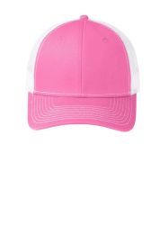 Port Authority Snapback Trucker Cap C112 (Color: True Pink/ White, size: OSFA)