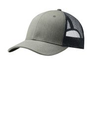 Port Authority Snapback Trucker Cap C112 (Color: Heather Grey/ Rich Navy, size: OSFA)