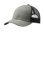 Port Authority Snapback Trucker Cap C112 (Color: Heather Grey/ Black, size: OSFA)