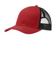 Port Authority Snapback Trucker Cap C112 (Color: Flame Red/ Black, size: OSFA)