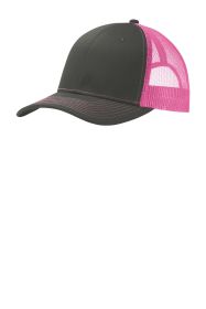 Port Authority Snapback Trucker Cap C112 (Color: Grey Steel/ Neon Pink, size: OSFA)