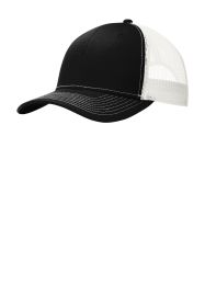 Port Authority Snapback Trucker Cap C112 (Color: Black/ White, size: OSFA)